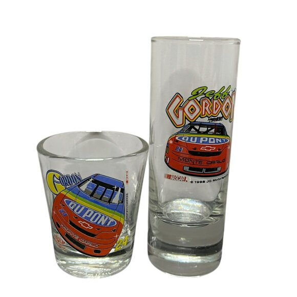 Jeff Gordon Shot Glass Lot of 2 Tall Short NASCAR #24 - Picture 1 of 4